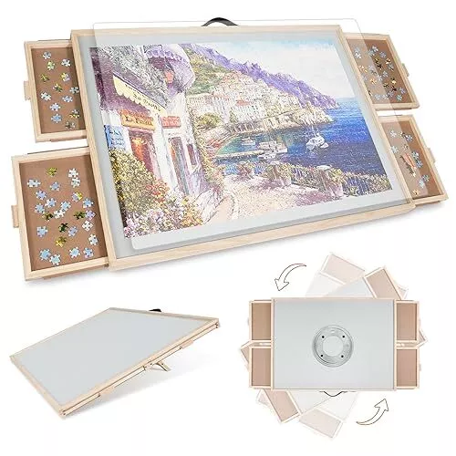 Jigsaw Puzzle Board Easel - 26X35In Portable Tabletop Jigsaw Puzzle Easel  Board