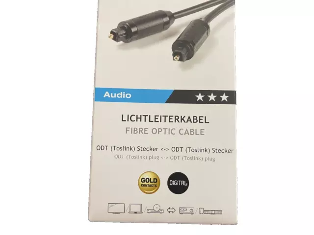 Vivanco Audio 3,0m Lichtleiterverbindung Lichtleiterkabel ODT Toslink Stecker