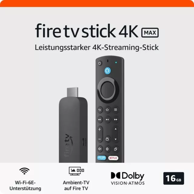 Amazon Fire TV Stick 4K MAX mit Alexa-Sprachfernbedienung Neu