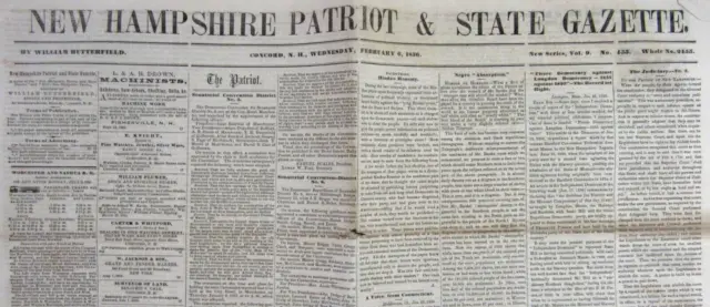 New Hampshire Patriot Newspaper Slavery Abolition Bleeding Kansas Territory 1856