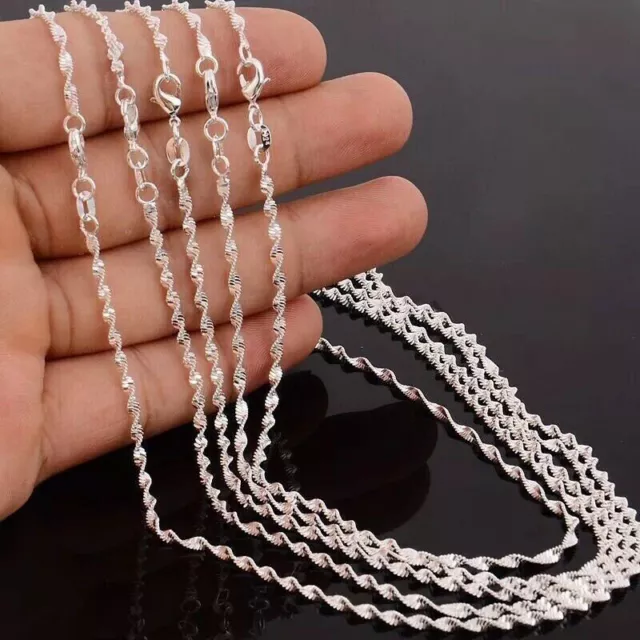 925 Silver Plated Women Fashion Clavicle Chain Pendant Necklace Charm Jewelry