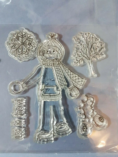 Weihnachtshandwerk Stempelset Schneeflocke Freunde Freude Handschuhe Kartenherstellung kein Block 3