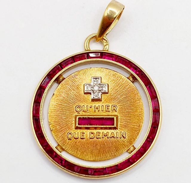 Pendentif Coeur En Or 18K Serti De Zirconiums - Poinçon Tête D'aigle, Vendu Avec écrin, Occasion Repoli