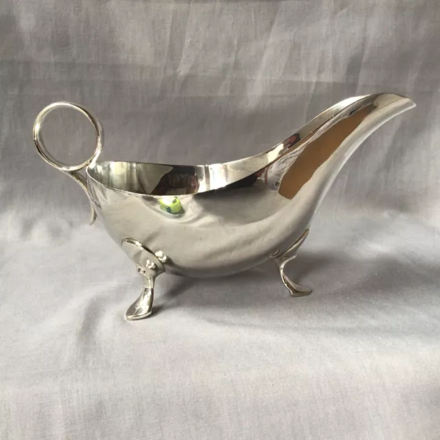 1943 Solid Silver Gravy / Sauce Boat On Three Feet By James Dixon & Sons. 245g 2