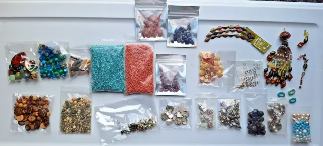 HUGE Jewelry Making Lot Assorted Colors Sizes Mixed Beads Stones  Mostly Vintage