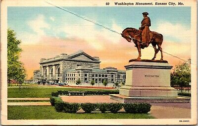 Washington Monument Kansas City Missouri MO Linen UNP Curteich Vtg Postcard