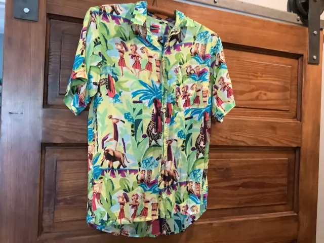 Vintage Silk hula dancer Hawaiian shirt Large Reputation L