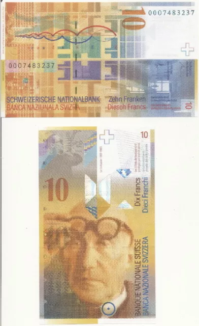 Switzerland / Schweiz - 10 Franken 2000 UNC - Pick 67a(1), Serie 00 O