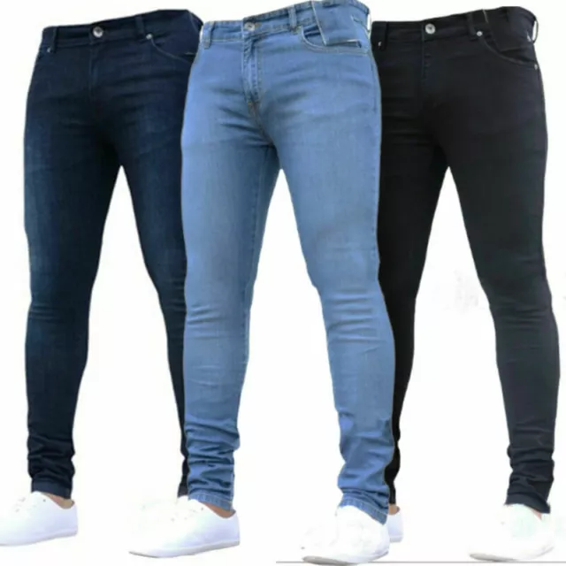 Mens Slim Fit Jeans Stretch Denim Trouser Designer Skinny Pants Fashion Casual