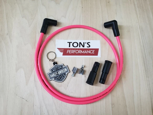 Tavaski Spark Plug Wire Kit For Harley Davidson - 10.4mm Red Silicone Wires For Dyna & Softail