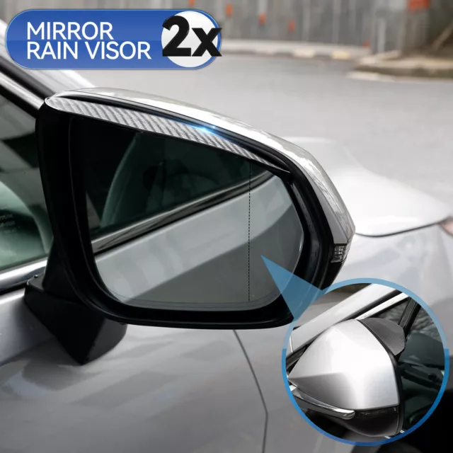 2 Carbon Fiber Car Rear View Side Mirror Visor Shade Rain Shield Water Guard