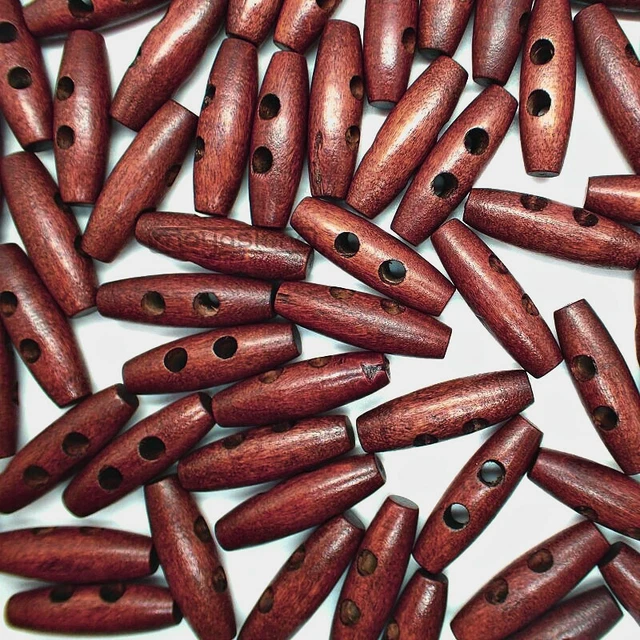 20Mm Botones De Mordaza Marrón Rojo Madera 2 Agujeros Botón Tradicional Botones Madera