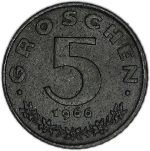 AUSTRIA coin 5 Groschen 1966 UNC