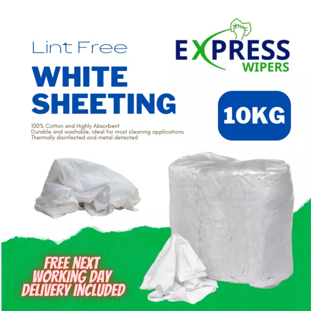 White 100% Cotton Lint Free Industrial Garage Cleaning Rags Wipers Wiping Cloths