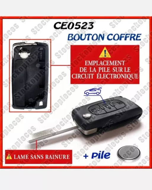 Coque Clé compatible Peugeot Partner Expert 207 307 308 2 bouton