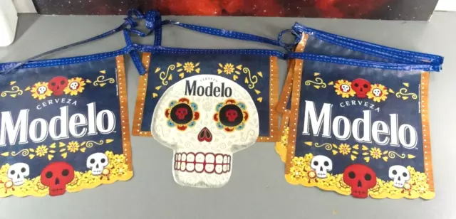 Modelo Beer Vinyl String Sugar Skull 💀 Day Of The Dead Pennant Banner Bar New