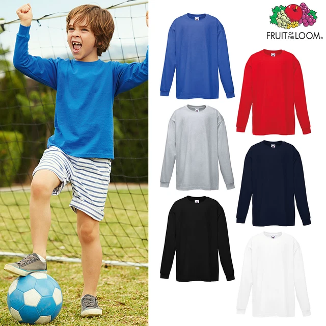 T-shirt leggera ragazzo ragazza bambino manica lunga cotone - Fruit of the Loom