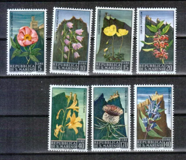 San Marino 1967 880-86 Flores Silvestres Sellos Nuevos Mnh