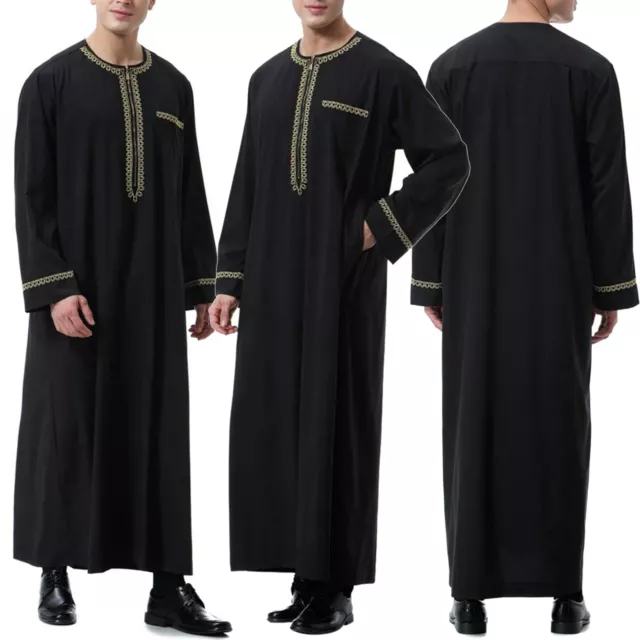Men's  Long Sleeve Robe Muslim Robe Clothing Muslim Jubba Kaftan Dishdash Thobe