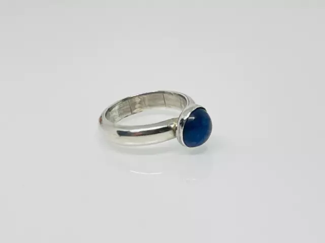 Gorgeous Real Lapis Lazuli Stone Solid Ring 925 Solid Silver Size J1/2~K #18005