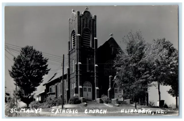 Elizabeth Illinois IL RPPC Photo Postcard St. Marys Catholic Church c1910