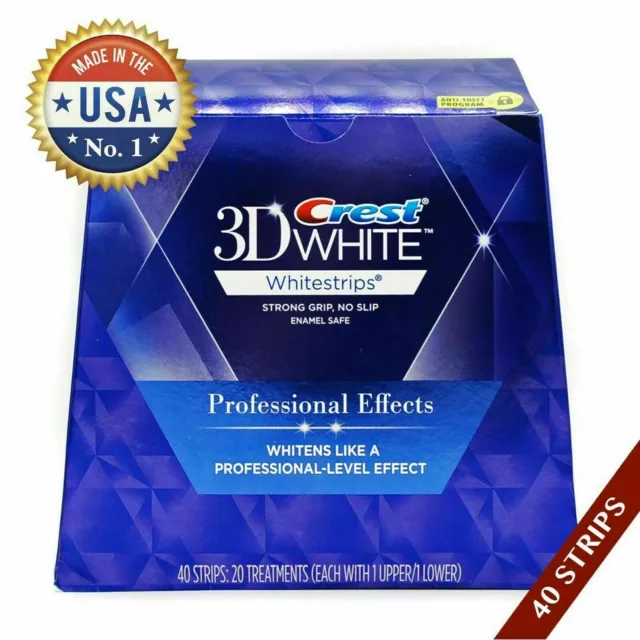 USA gemacht 1 Box 3D Whitestrips Weiss Professional (20 Beutel /40 Streifen)