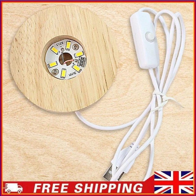 4 INCH WOODEN Light Up Base LED Night Light Base with 6 LEDs for Home
