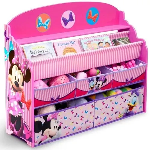 Wooden Kids Delta Children Deluxe Book Toy Organizer Disney Minnie Mouse Storage