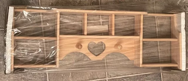 Antiqued Shadow Box Wood Display Shelf Heart And Pegs
