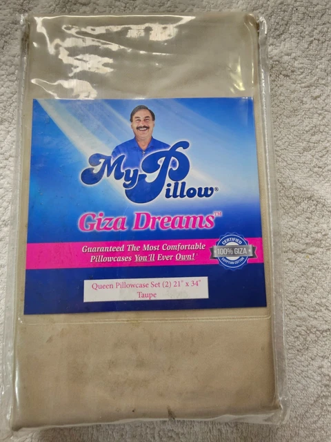 My Pillow Giza Dreams Pillowcases Queen Size Taupe (2 pack) Brand new