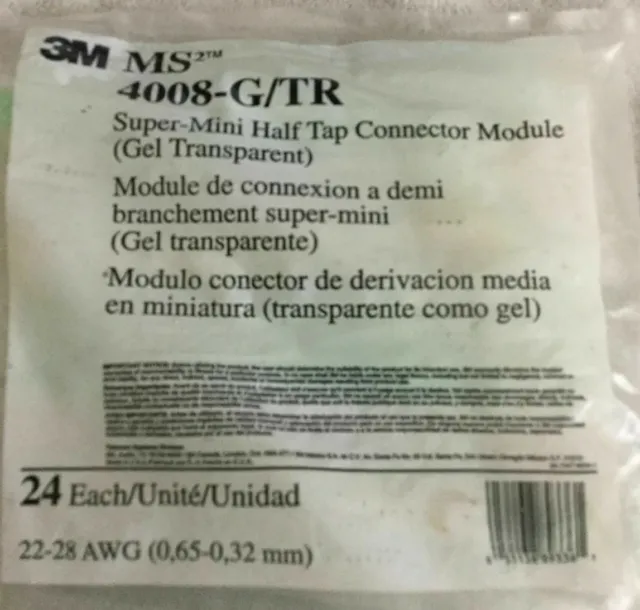 3M MS2 4008-G/TR SUPER MINI HALF TAP CABLE FILLED CONNECTOR MODULES 24 ct