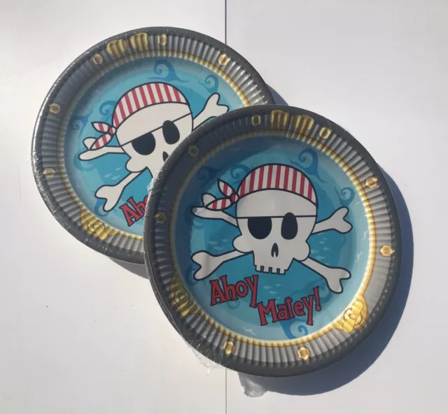 2 X Packs Of 8 Childrens Paper Pirate Party Plates