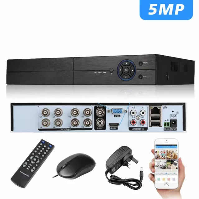 CCTV DVR 5MP 4/8/16 Channel Video Recorder With Hard Drive For Camera System UK