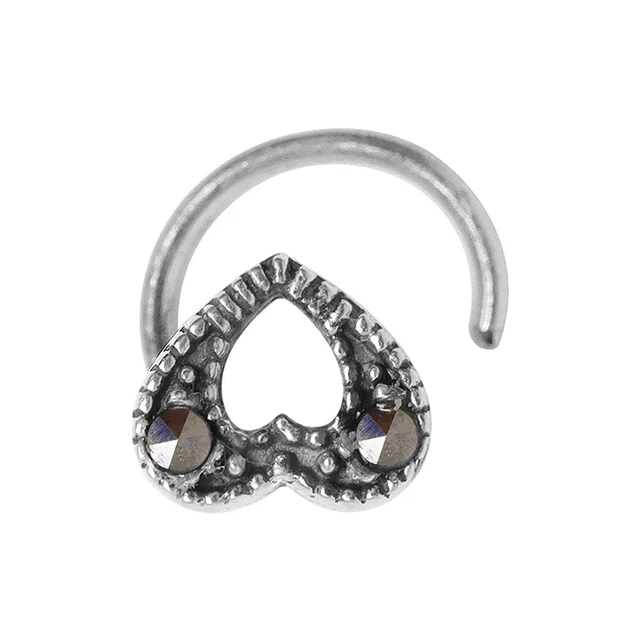 925 Sterlingsilber Oxidiert Elegant Herz Kostüm Nase Nadel Für Damen & Mädchen