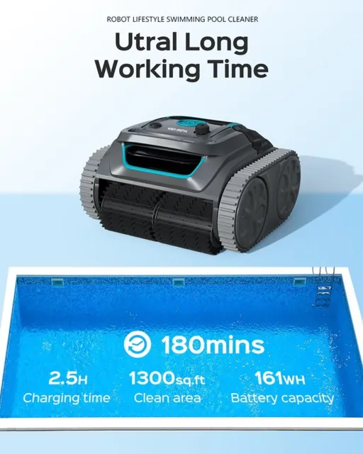 Robot Swimming Pool Cleaner Cordless APP Control Rechargeable Battery Tiles,PVC,