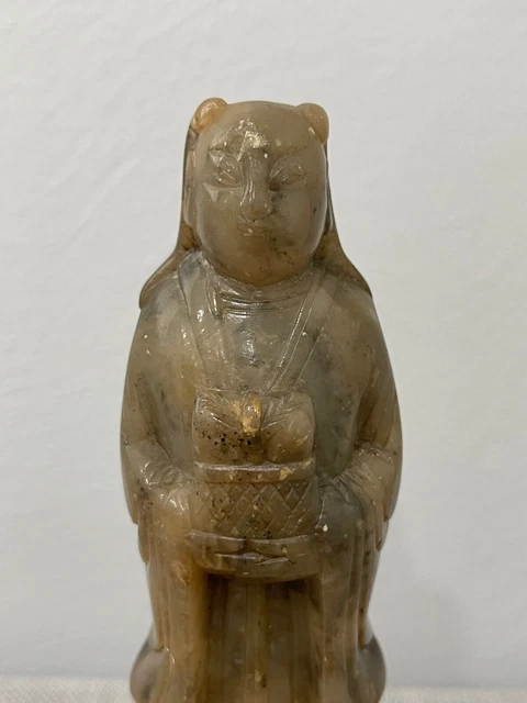 Vintage Ancien Chinois Début 20th Siècle Stéatite Sculpture Statue Femme * / 2