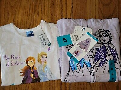 Girls Kids Disney 2PC Hoodie Jacket Short Sleeve Shirt Frozen 3T