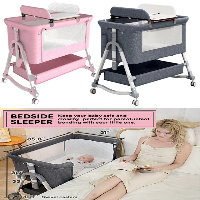 HARPPA Baby Bedside Sleeper for Baby, 3 in 1 Baby Crib Baby Bassinet Adjustable