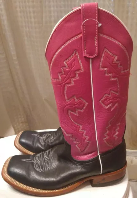 Vintage Anderson Bean Boot Company USA Pink & Black Leather Boots size 8 M 9.5 W