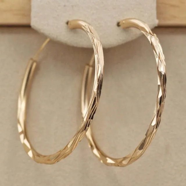 Gorgeous 18k Yellow Gold Plated Hoop Earrings Women Wedding Engagement Jewelry