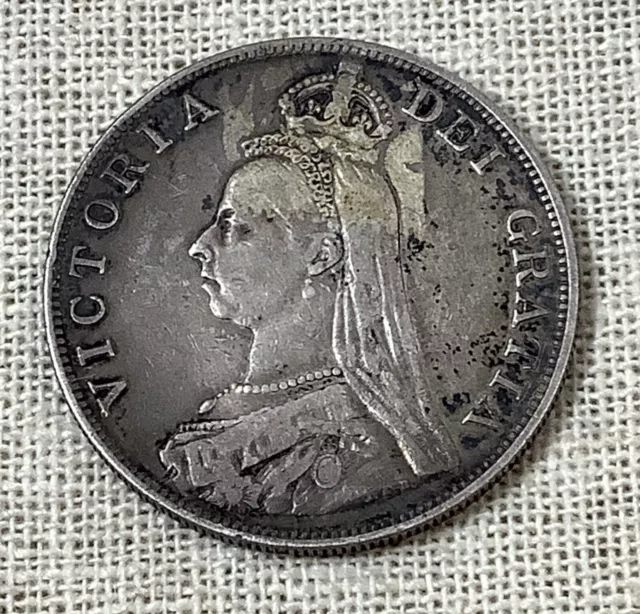 1887 Queen Victoria Double Florian Silver British Coin