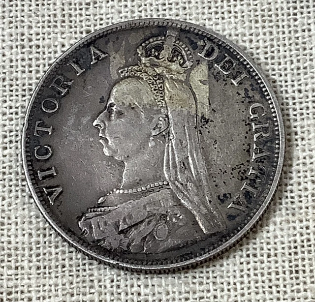 1887 Queen Victoria Double Florian Silver British Coin