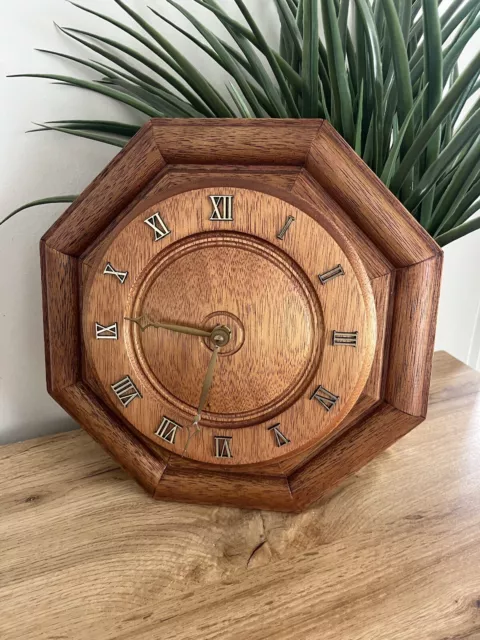 Mid Century Modern Style Wooden Hexagon Clock H11.2 X W 11.2 cm Hermal Quartz