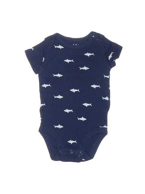 Child of Mine by Carter's Boys Blue Short Sleeve Bodysuit 0-3 Months