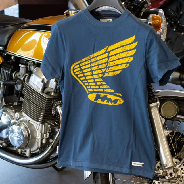 Honda Genuine Vintage Casual Motorcycle Bike T-Shirt Small Navy