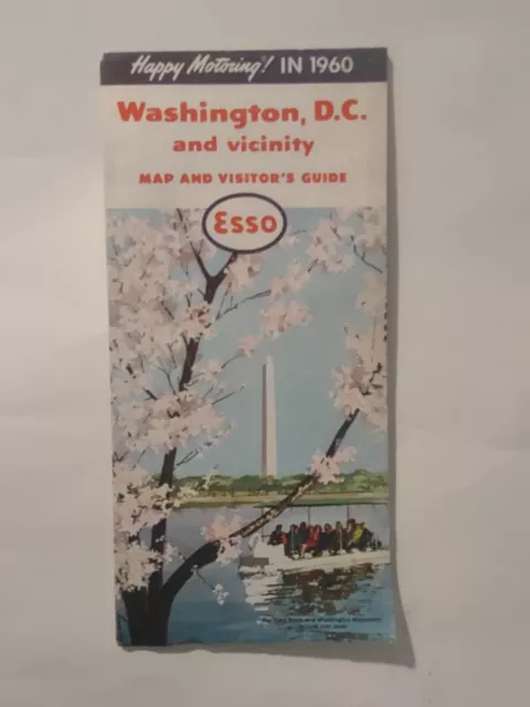 Vintage Esso Washington DC 1960 Road Map Gas Oil Petrol