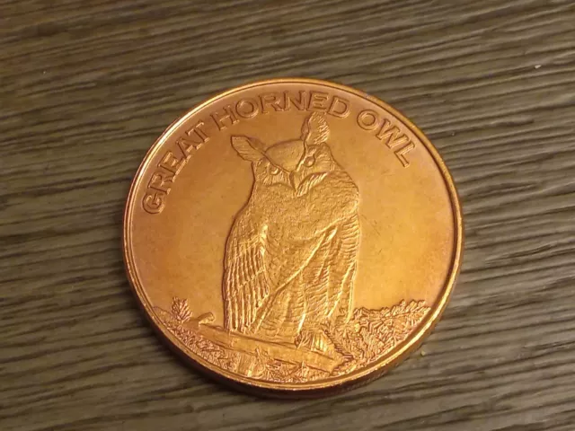 1oz Copper Round Bullion - Great Horned Owl - Free Shipping in Canada