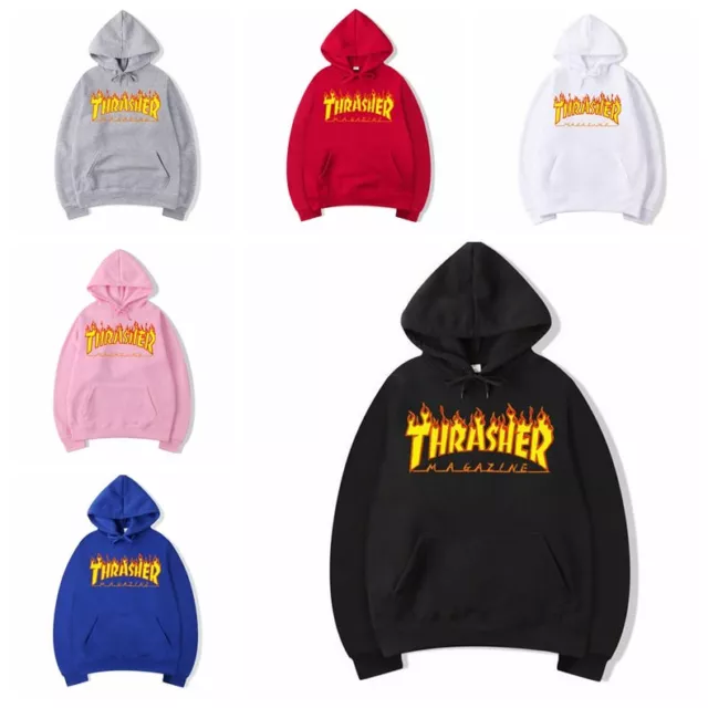 Unisex Hip-hop Hoodie Basic Skateboard Thrasher Sweatshirts Sweater Pullover