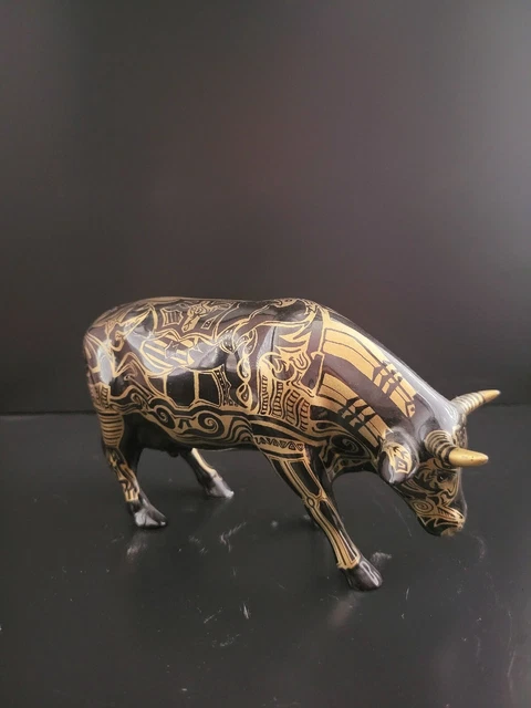 Cow Parade Black And Cold Tattooed Bovine Figure