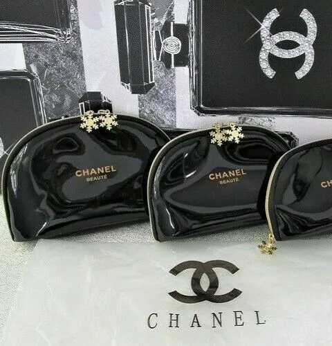 CHANEL BEAUTY MAQUILLAGE Makeup Trousse Bag Pouch Clutch 3pcs set